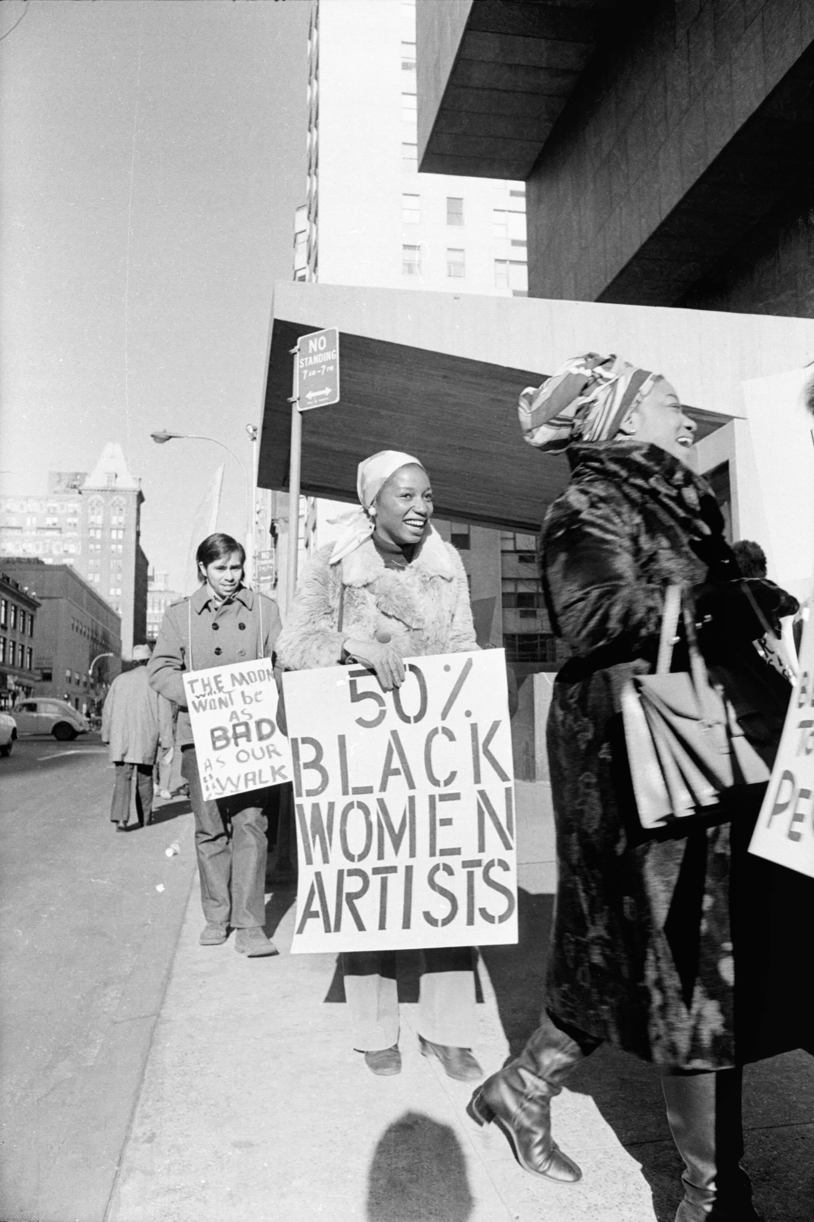 Jan van Raay (American, born 1942). Faith Ringgold (right) and Michele Wallace (middle) at Art Workers Coalition Protest, Whitney Museum, 1971. Digital C-print. Courtesy of Jan van Raay, Portland, OR, 305-37. © Jan van Raay