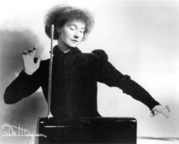 Lucie Rosen playing the theremin; from http://www.othercinema.com/spring2006/lucy_rosen.jpg.