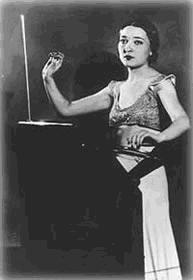 Clara Rockmore playing the theremin; from http://home.planet.nl/~boter000/scriptie/eng/en16.html.
