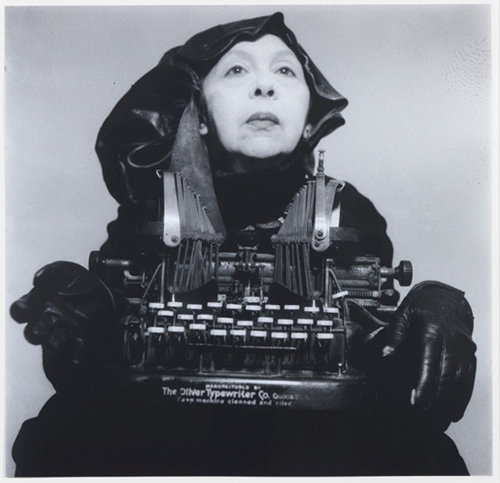 "Mrs. Oliver in the Travelling Costume," 1985/2012, b/w photograph. Photo by Mihai Bratescu. Image courtesy of the artist, Ivan Gallery, Bucharest, Galerie Barbara Weiss, Berlin.