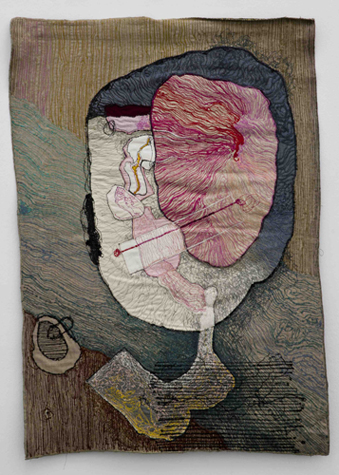 "Hypostasis of Medea no.7," 1980, drawing with the sewing machine, 90 x 60 cm. Photo by Stefan Sava. Image courtesy of Instituto Inhotim, Brazil.