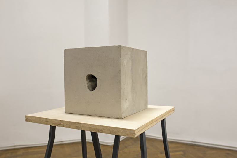 Figure 2. Larisa Crunteanu and Sonja Hornung, "Untitled," concrete cube (2015). Photo by Iulian Stanciu. Image courtesy of the artists.