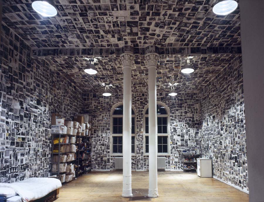 subREAL. "A. H. A. Deconstruction Art" (Art History Archive, Lesson 3), 1995, approx. 10,000 b/w photographs of various sizes, adhesive tape. Künstlerhaus Bethanien, Berlin. Image courtesy of subREAL.