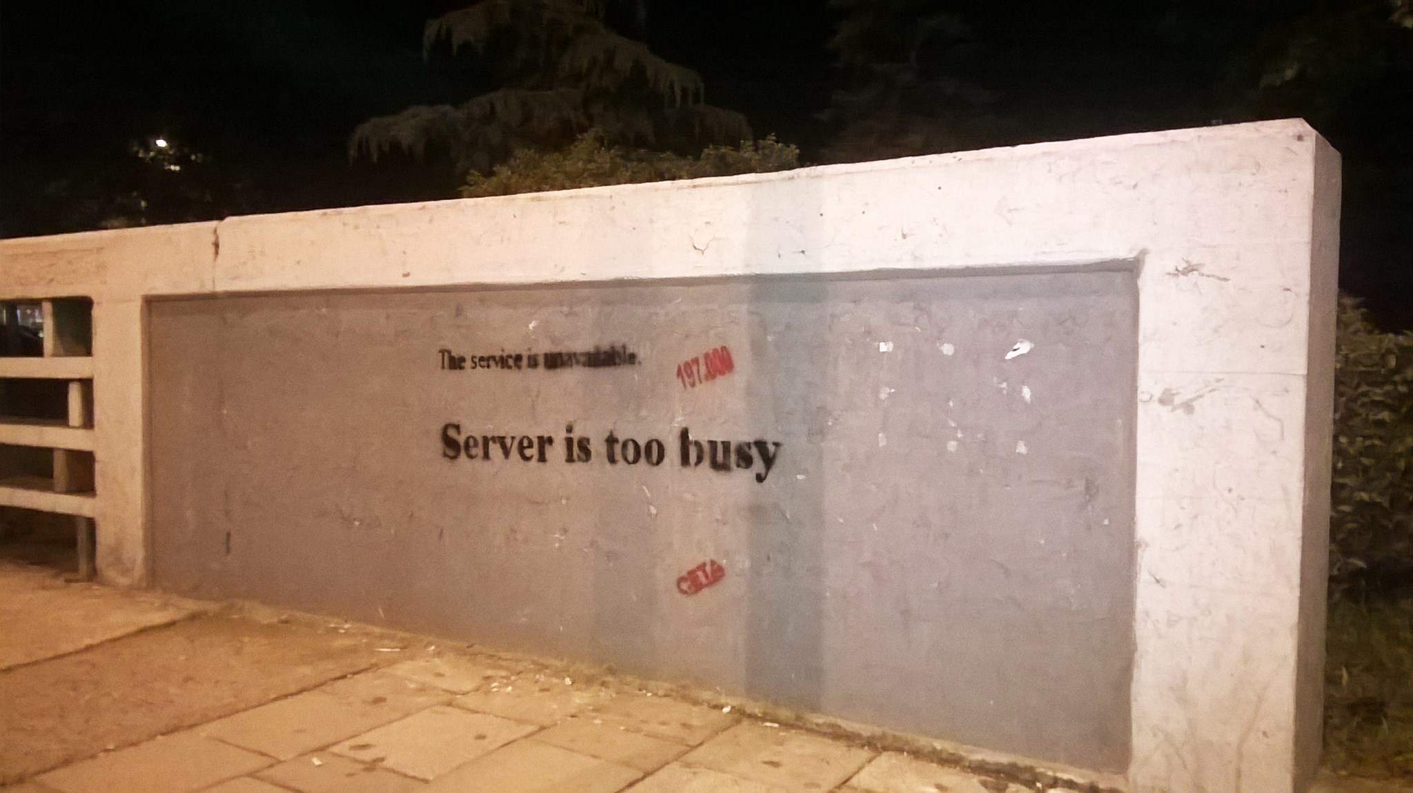 Çeta, “Server is Too Busy,” 2016. Stencil. Tirana, Albania. Image courtesy of the artists. 