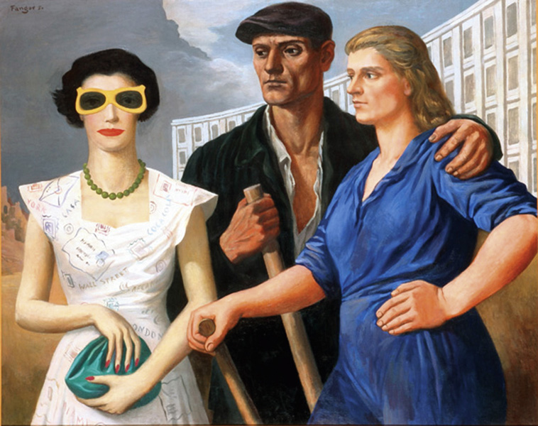 Wojciech Fangor (Poland / Polen), 'Postaci / Figures / Figuren', 1950. Oil on canvas / Öl auf Leinwand, 100 x 125 cm. Image courtesy Muzeum Sztuki w ?odzi. © Wojciech Fangor.