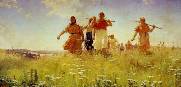  Illustration 5, Andrey A. Mylnikov, On the Peaceful Fields, (oil on canvas, 1950). (This painting received a Stalin Prize in 1951.) 