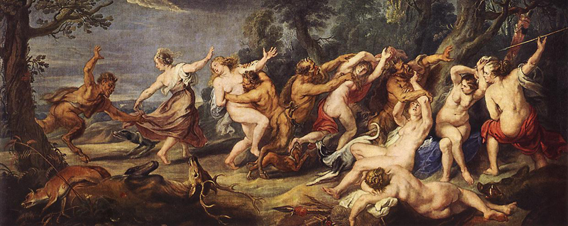 Peter Paul Rubens, 'Diana and her Nymphs Surprised by the Fauns'. Oil on canvas, 128 x 314 cm, 1639. Museo del Prado, Madrid.