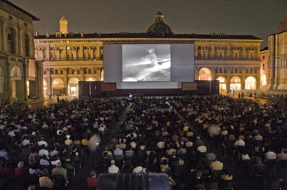  The screening of Kuleshov's film By The Law in Piazza Maggiore, Bologna. Photo by Lorenzo Burlando. Image courtesy of Cineteca di Bologna.