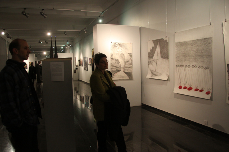 At the exhibition of Robert Roesh’s work, USA installation shot. Image courtesy of the Baku Biennale. 