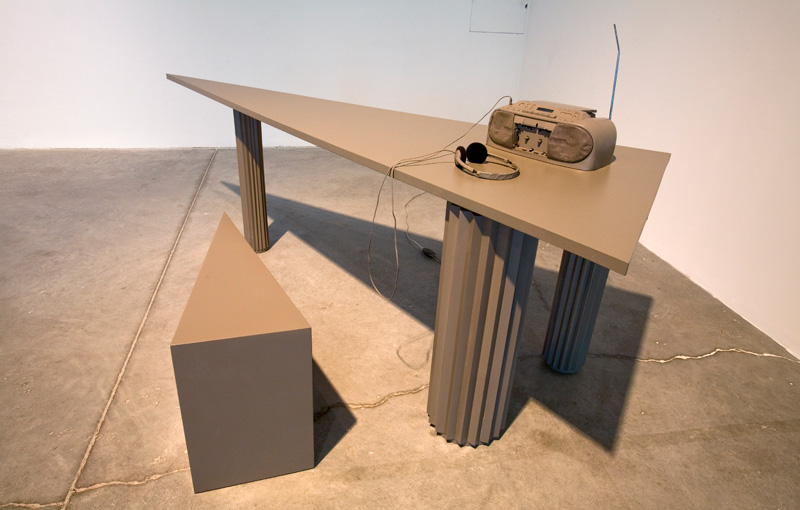 Anna Ostoya, 'Saturday Afternoon, 1st of December, Leeds', 2007-08, Sound sculpture, MDF, acrylic, CD player, and recording of Zygmunt Bauman reading the chapter 'Continuous Cities 1' from Italo Calvino's novel Invisible Cities, Construction: 95 x 100 x 240 cm. Recording: 6 min. Image courtesy of The Power Plant, Toronto. Photo by Steve Payne.