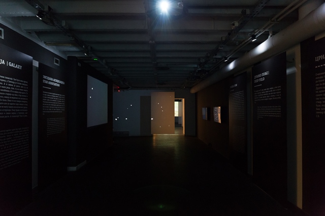 Exhibition view; dark room.