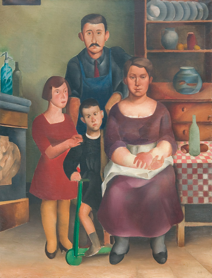 Milo Milunović, "Bistro (Family of Bartenders)," 1922. Oil on canvas. Image courtesy of the Museum of Contemporary Art, Belgrade.