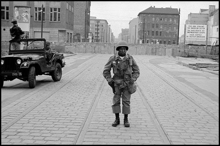 a photograph of a Black soldier in wartime Berlin